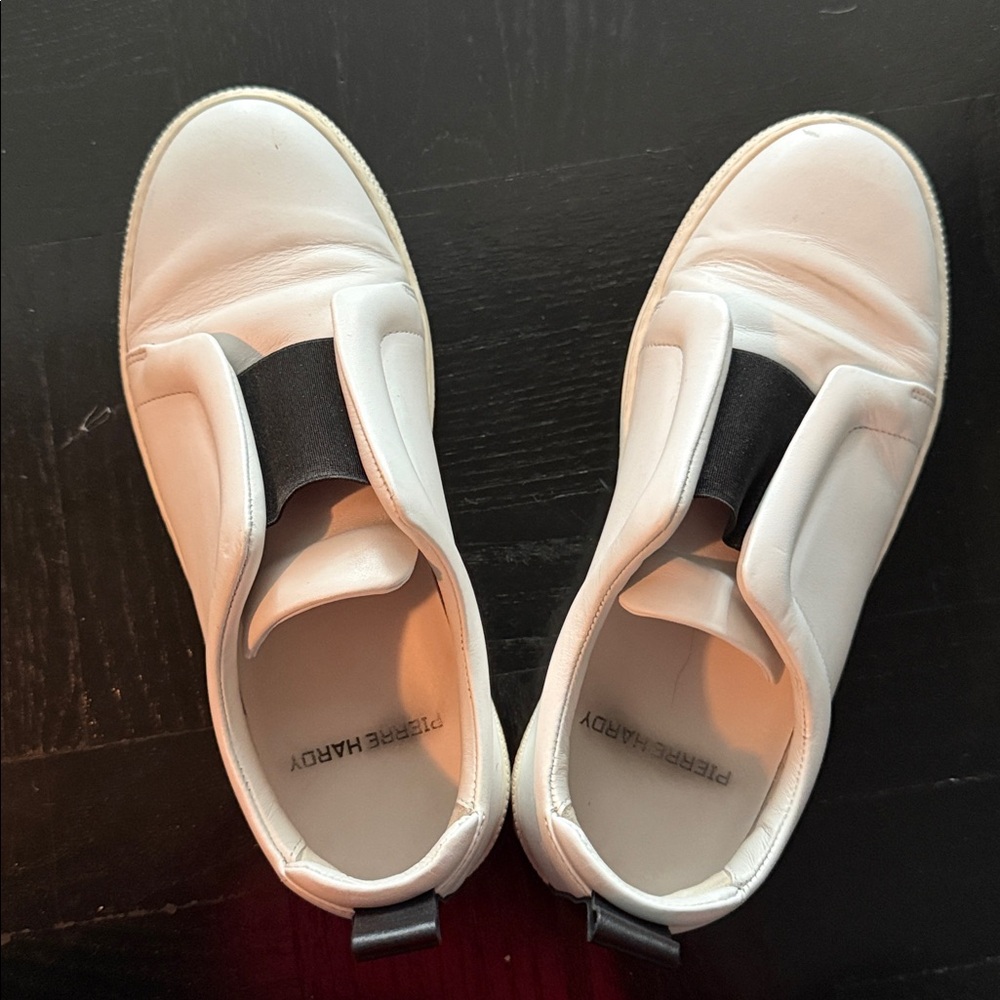 Pierre Hardy White and Black Slip-On Shoes